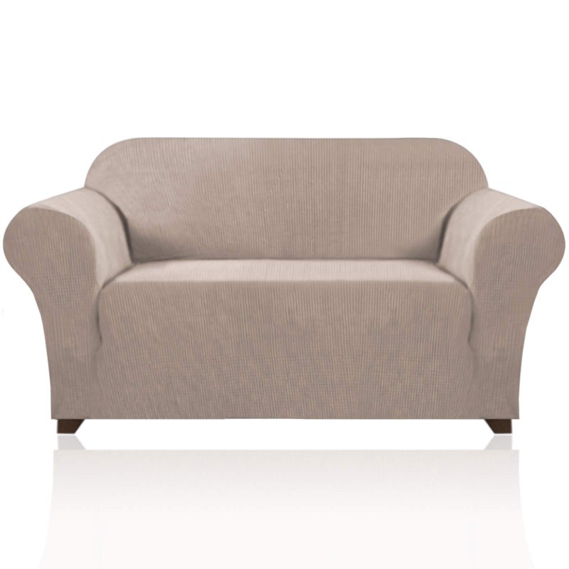 PrinceDeco Stretch Loveseat Sofa Cover Slipcover Couch Cover for 2 Cushion Sofa Washable Sofa Cover for Pets Friendly Furniture Protector Covers with Non Slip Bottom(Loveseat, Sand) - Image 1